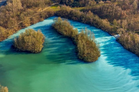 Aerial view, Harpener Teiche, Werne, Bochum, Ruhr area, North Rhine-Westphalia, Germany, DE,