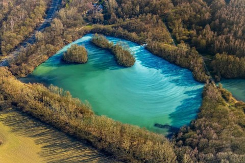 Aerial view, Harpener Teiche, Werne, Bochum, Ruhr area, North Rhine-Westphalia, Germany, DE,