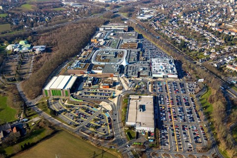 Aerial view, Ruhrpark Bochum, shopping centre, Harpen, Bochum, Ruhr area, North Rhine-Westphalia,