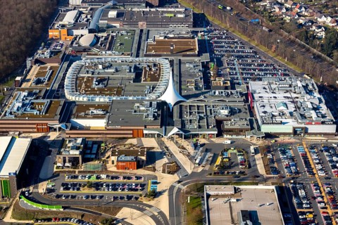 Aerial view, Ruhrpark Bochum, shopping centre, Harpen, Bochum, Ruhr area, North Rhine-Westphalia,