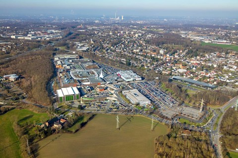 Aerial view, Ruhrpark Bochum, shopping centre, Harpen, Bochum, Ruhr area, North Rhine-Westphalia,