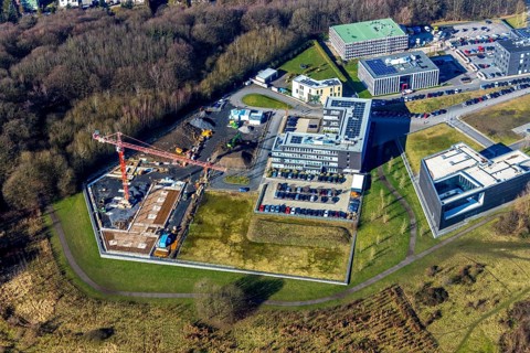 Aerial view, health campus south, construction site, Querenburg, Bochum, Ruhr area, North