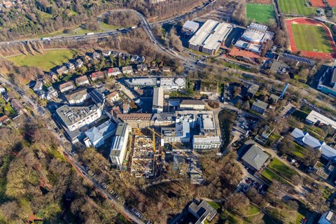 Aerial view, St. Josef Hospital Bochum, Ruhr University Hospital Bochum, construction site new