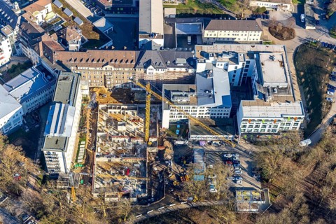 Aerial view, St. Josef Hospital Bochum, Ruhr University Hospital Bochum, construction site new