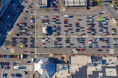 Aerial view, Hannibal-Center, shopping centre, Hofstede, Bochum, Ruhr area, North Rhine-Westphalia,