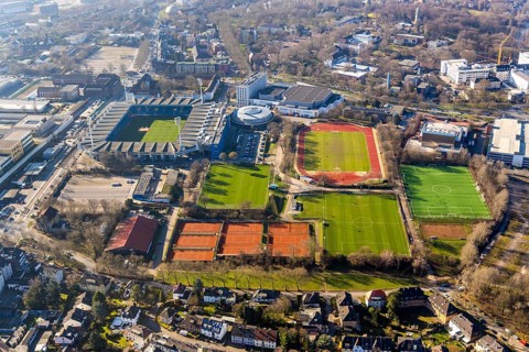 Aerial view, Vonovia Ruhrstadion, Grumme, Bochum, Ruhr area, North Rhine-Westphalia, Germany,