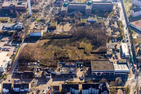 Aerial photograph, Deutsche Telekom AG site, Karl-Lange-Straße, potential mosque site, Grumme,