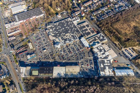 Aerial view, Hannibal-Center, shopping centre, Hofstede, Bochum, Ruhr area, North Rhine-Westphalia,
