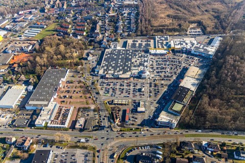 Aerial view, Hannibal-Center, shopping centre, Hofstede, Bochum, Ruhr area, North Rhine-Westphalia,