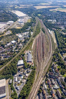 Aerial view, freight station Bochum-Langendreer, Bochum, Ruhr area, North Rhine-Westphalia,