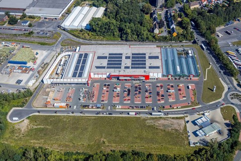 Aerial view, Hagebaumarkt Ziesak, Opel Warehouse Bochum, Langendreer, Bochum, Ruhr area, North