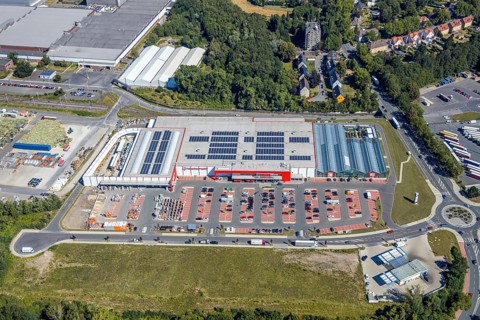 Aerial view, Hagebaumarkt Ziesak, Opel Warehouse Bochum, Langendreer, Bochum, Ruhr area, North