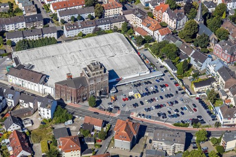 Aerial view, Matrix Bochum, real Langendreer an der Hauptstraße, Bochum, Ruhr area, North
