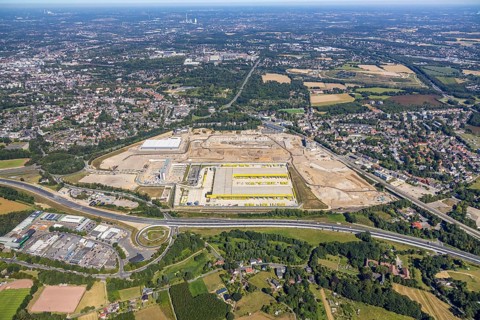 Aerial photo, MARK 51°7, new building Zess, Nordhausen-Ring and motorway A448, Laer, Bochum, Ruhr