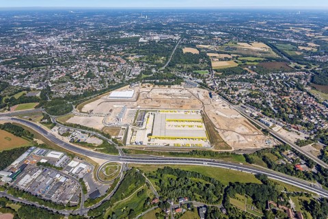 Aerial photo, MARK 51°7, new building Zess, Nordhausen-Ring and motorway A448, Laer, Bochum, Ruhr