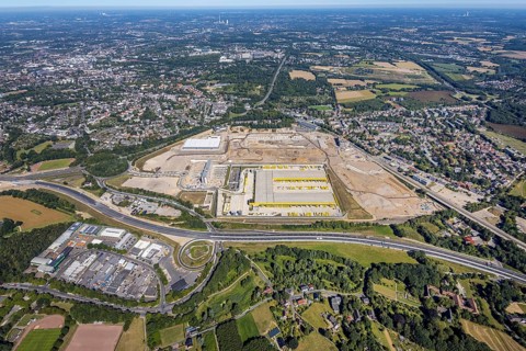 Aerial photo, MARK 51°7, new building Zess, Nordhausen-Ring and motorway A448, Laer, Bochum, Ruhr