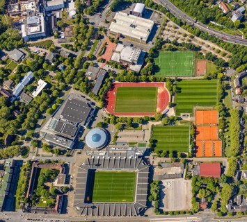 Aerial photo, Vonovia Ruhrstadion an der Castroper Straße, football stadium, Bochum, Ruhr area,
