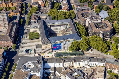 Aerial view, Bochum town hall, Bochum city administration, Gleisdreieck, Bochum, Ruhr area, North
