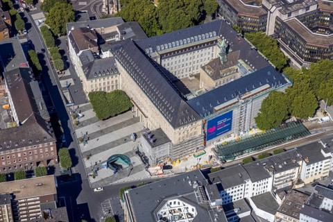 Aerial view, city hall Bochum, city administration Bochum, Gleisdreieck, Bochum, Ruhr area, North