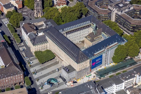 Aerial view, city hall Bochum, city administration Bochum, Gleisdreieck, Bochum, Ruhr area, North