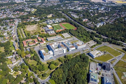 Aerial view, health campus north, neighbourhood at health campus Bochum, Wiemelhausen, Bochum, Ruhr