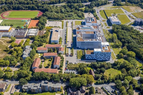 Aerial view, health campus north, Querenburg, Bochum, Ruhr area, North Rhine-Westphalia, Germany,