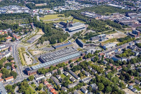 Aerial view, city centre west, Westpark, Jahrhunderthalle, Gahlensche Straße, Alleestraße,