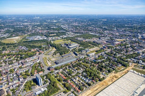 Aerial view, city centre west, Westpark, Jahrhunderthalle, Gahlensche Straße, Alleestraße,