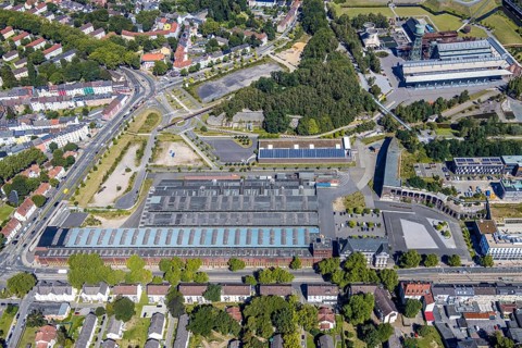 Aerial view, city centre west, Westpark, Gahlensche Straße, Alleestraße, Kruppwerke, Bochum, Ruhr