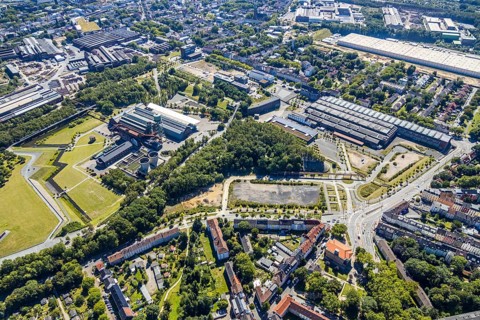 Aerial view, city centre west, Westpark, Jahrhunderthalle, Gahlensche Straße, Alleestraße,