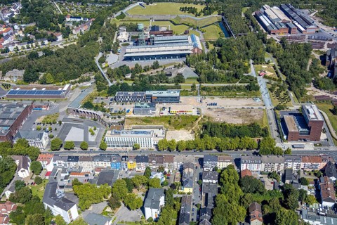 Aerial view, city centre west, Westpark, Gahlensche Straße, Alleestraße, Kruppwerke, Bochum, Ruhr