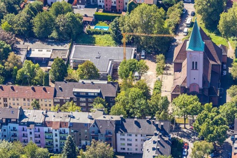 Aerial photograph, ÐŸÑ€Ð°Ð²Ð¾ÑÐ°Ð²Ð½Ð°Ñ Ð¦ÐµÑ€ÐºÐ¾Ð²ÑŒ, Russian Orthodox Church Feldsieper Straße,