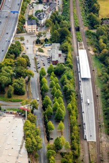 Aerial view, Wattenscheid railway station, motorway exit Bochum-Wattenscheid, Westenfeld, Bochum,