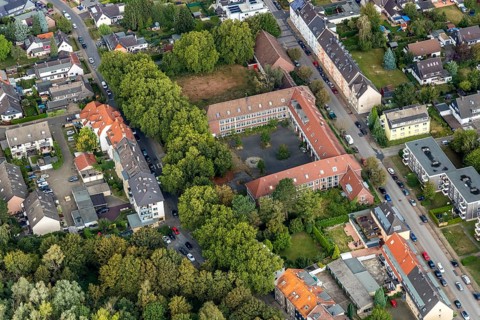 Aerial view, residential area Moltkestraße, Goebenstraße, Wattenscheid, Bochum, Ruhr area, North