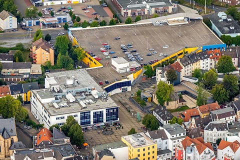 Aerial view, Gertrudiscenter, Kaufland, Alter Markt, Wattenscheid, Bochum, Ruhr area, North