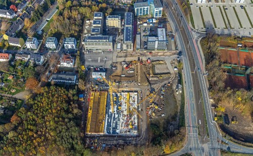 Police Bochum police station south-east, construction site new building residential neighbourhood