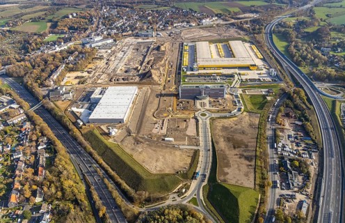 Construction site, new construction DHL Logistik, office address office 51Â°7, office building