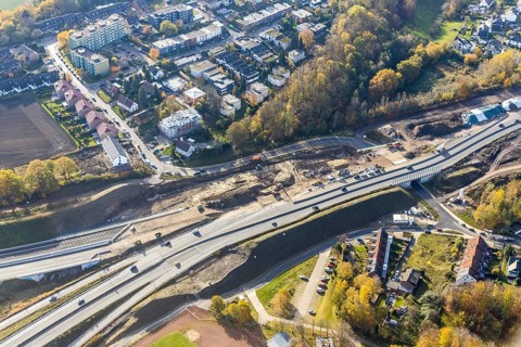 Construction of the feeder road from the A44 now 448 to the Nordhausen-Ring district of Laer,
