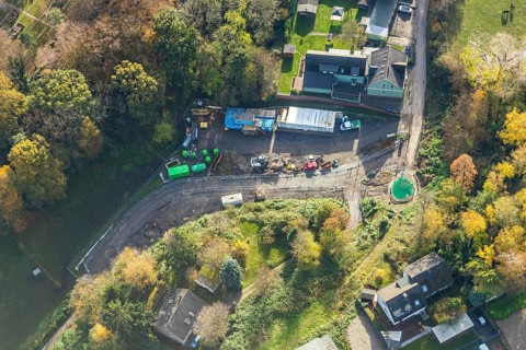 Construction site road construction Im Brennholt, Bergen, Bochum, Ruhr area, North