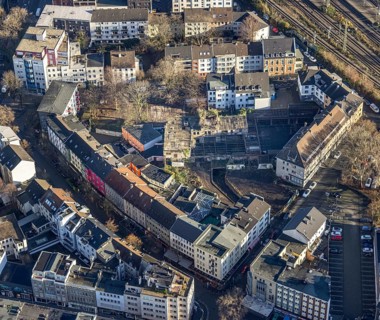 Aerial view of the wasteland in the Bermuda triangle, Kreuzstraße, Brüderstraße, Neustraße,