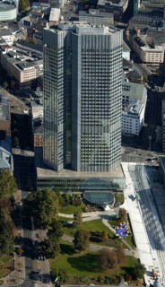 Frankfurt, skyline, skyscrapers, Deutsche Bank, DEU Germany Germany, Europe, aerial view,