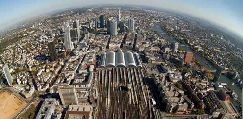 Frankfurt, skyline, skyscrapers, Deutsche Bank, DEU Germany Germany, Europe, aerial view,