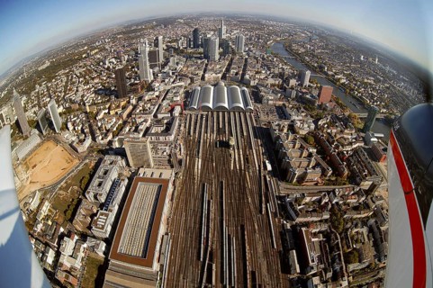 Frankfurt, skyline, skyscrapers, Deutsche Bank, DEU Germany Germany, Europe, aerial view,