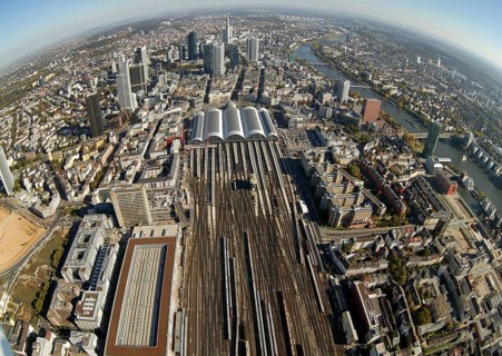 Frankfurt, skyline, skyscrapers, Deutsche Bank, DEU Germany Germany, Europe, aerial view,