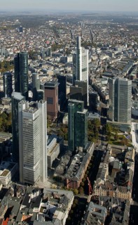 Frankfurt, skyline, skyscrapers, Deutsche Bank, DEU Germany Germany, Europe, aerial view,