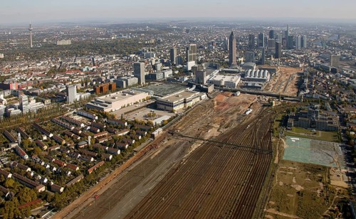 Frankfurt, skyline, skyscrapers, Deutsche Bank, DEU Germany Germany, Europe, aerial view,
