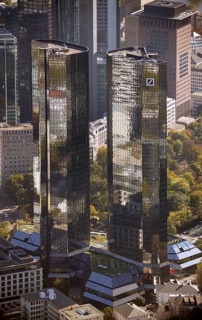 Frankfurt, skyline, skyscrapers, Deutsche Bank, DEU Germany Germany, Europe, aerial view,