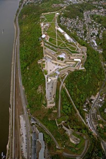Aerial view, Ehrenbreitstein Fortress, Federal Garden Show 2011 - Koblenz Transforms - 15 April to