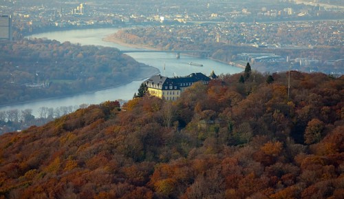 Bundesgästehaus Hotel Petersberg against the backdrop of Bonn, Königswinter, Siebengebierge between