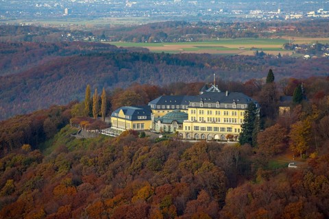 Bundesgästehaus Hotel Petersberg against the backdrop of Bonn, Königswinter, Siebengebierge between